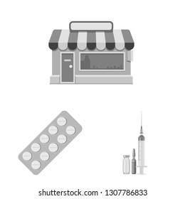 Vector design of pharmacy and hospital icon. Set of pharmacy and business stock vector illustration.