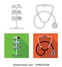 Vector design of pharmacy and hospital icon. Collection of pharmacy and business stock vector illustration.