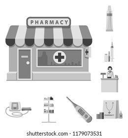 Vector design of pharmacy and hospital logo. Collection of pharmacy and business vector icon for stock.