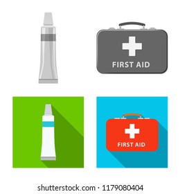Vector design of pharmacy and hospital logo. Collection of pharmacy and business vector icon for stock.