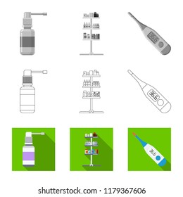 Vector design of pharmacy and hospital logo. Set of pharmacy and business stock symbol for web.