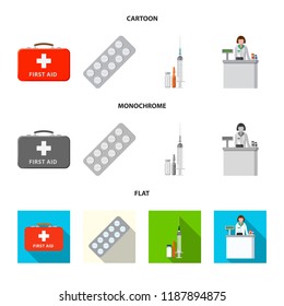 Vector design of pharmacy and hospital logo. Set of pharmacy and business vector icon for stock.