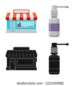 Vector design of pharmacy and hospital logo. Set of pharmacy and business stock symbol for web.