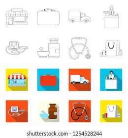 Vector design of pharmacy and hospital logo. Collection of pharmacy and business stock symbol for web.