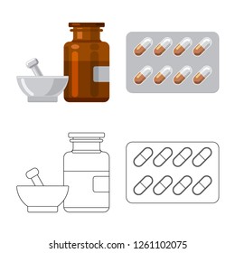 Vector design of pharmacy and hospital logo. Collection of pharmacy and business vector icon for stock.