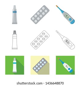 Vector design of pharmacy and hospital logo. Collection of pharmacy and business vector icon for stock.