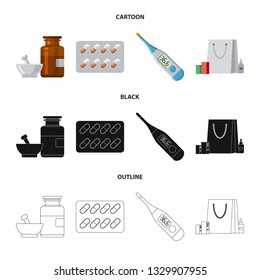 Vector design of pharmacy and hospital sign. Collection of pharmacy and business stock symbol for web.