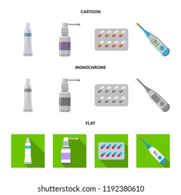 Vector design of pharmacy and hospital symbol. Set of pharmacy and business stock vector illustration.