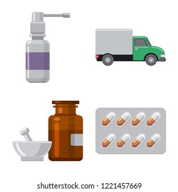 Vector design of pharmacy and hospital symbol. Collection of pharmacy and business stock symbol for web.