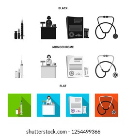 Vector design of pharmacy and hospital symbol. Collection of pharmacy and business stock symbol for web.