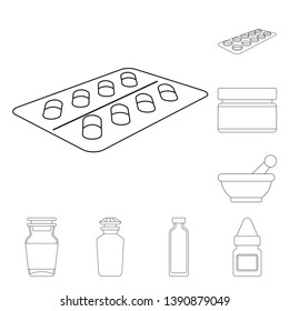 Vector design of pharmacy and pharmaceutical icon. Set of pharmacy and health stock symbol for web.