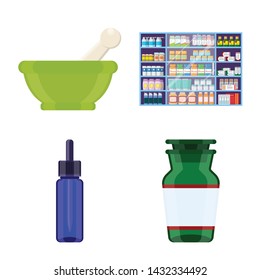 Vector design of pharmacy and pharmaceutical logo. Collection of pharmacy and health stock vector illustration.