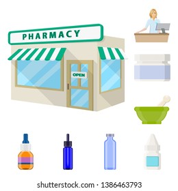 Vector design of pharmacy and pharmaceutical symbol. Set of pharmacy and health stock symbol for web.