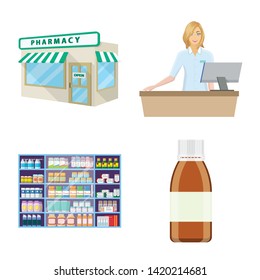 Vector design of pharmacy and pharmaceutical symbol. Collection of pharmacy and health vector icon for stock.
