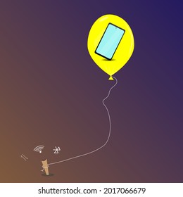 vector design as the phone flies away from the network