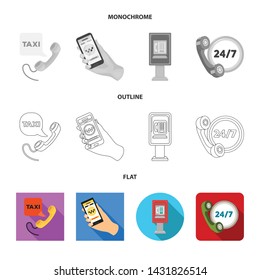 Vector design of phone and screen icon. Set of phone and cellphone stock symbol for web.