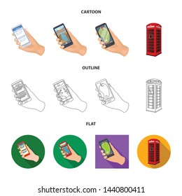 Vector design of phone and screen icon. Set of phone and cellphone vector icon for stock.