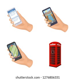 Vector design of phone and screen symbol. Collection of phone and cellphone stock vector illustration.