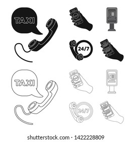 Vector design of phone and screen symbol. Set of phone and cellphone stock symbol for web.
