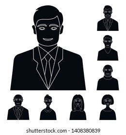 Vector design of photo and character  icon. Set of photo and face stock vector illustration.