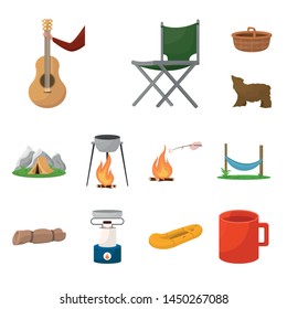 Vector design of picnic and adventure icon. Set of picnic and nature stock symbol for web.