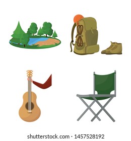 Vector design of picnic and adventure icon. Set of picnic and nature vector icon for stock.