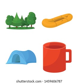Vector design of picnic and adventure symbol. Collection of picnic and nature stock vector illustration.
