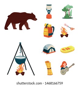 Vector design of picnic and nature icon. Collection of picnic and travel vector icon for stock.
