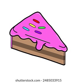 vector design of a piece of pink birthday cake. a piece of pink cake