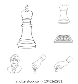 Vector design of piece and strategy logo. Set of piece and play stock symbol for web.
