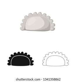 Vector design of pierogi and Russian logo. Collection of pierogi and breakfast  stock symbol for web.