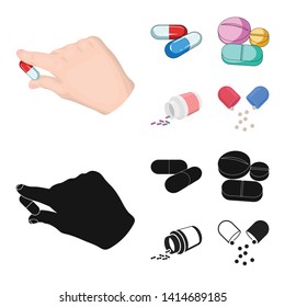 Vector design of pill and medicine icon. Set of pill and vitamin stock symbol for web.