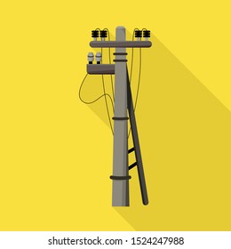 Vector design of pillar and electrical symbol. Web element of pillar and wooden stock vector illustration.