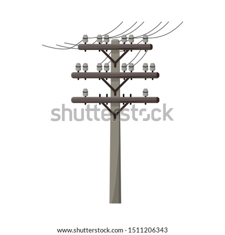 Vector design of pillar and wooden sign. Web element of pillar and electrical stock symbol for web.