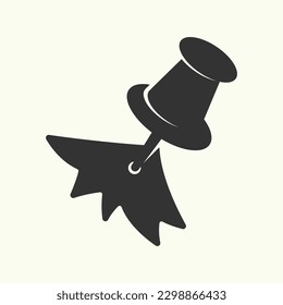 vector design of a pin on torn paper. can be used as a symbol, logo, icon, etc
