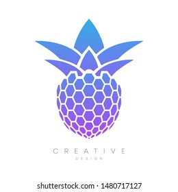 Vector design of a pineapple, its skin is in the shape of a beehive. 