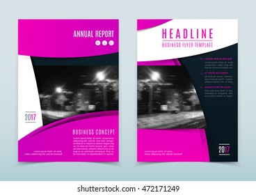 Vector design of the pink annual report. Vector template of flyer for your business in A4 size. Corporate style of presentation.