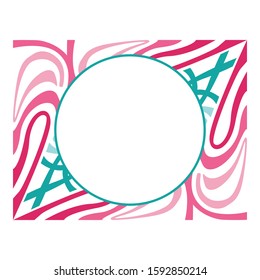 Vector Design of a Pink and Blue Rope Ornament Circle Frame with a Line Theme