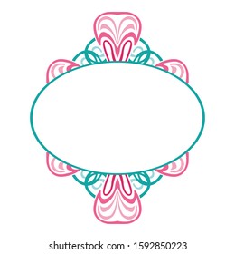 Vector Design of a Pink and Blue Rope Ornament Circle Frame with a Line Theme