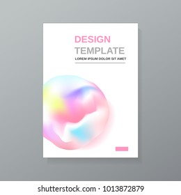 Vector design pink blue yellow liquid graphic cover poster template white background
