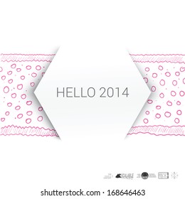 Vector design. Pink cell hand drawing edition of a minimal scalable abstract geometric hexagon textbox with an artistic background. Layout element for web, brochure, presentation or infographics.