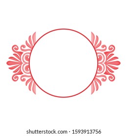 Vector Design of a Pink Flower Ornament Circle Frame with a Nature Theme