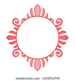 Vector Design of a Pink Flower Ornament Circle Frame with a Nature Theme