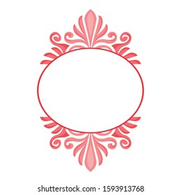 Vector Design of a Pink Flower Ornament Circle Frame with a Nature Theme