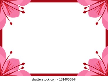 Vektordesign eines rosafarbenen Blumen-Ornament-Rahmen mit einem Naturthema