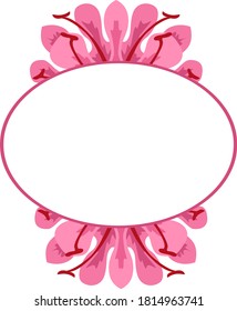 Vektordesign eines rosafarbenen Blumen-Ornament-Circle-Frame mit einem Naturthema