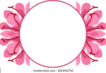 Vector Design of a Pink Flower Ornament Circle Frame with a Nature Theme