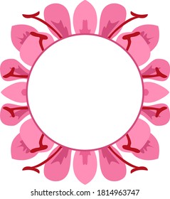 Vector Design of a Pink Flower Ornament Circle Frame with a Nature Theme