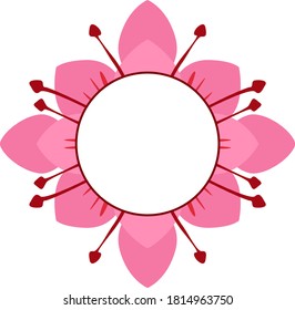 Vector Design of a Pink Flower Ornament Circle Frame with a Nature Theme