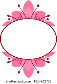 Diseño vectorial de un marco circular de flor rosa con un tema de naturaleza